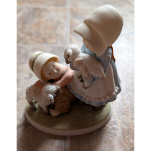 Holly Hobbie Designers Collection Boy & Girl w/ Baby Lambs Vintage Figurine